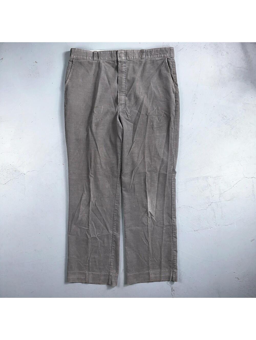 Big Mac Pants Mens 40 Gray Corduroy Grandpa Trousers Vintage 70s USA 38x32